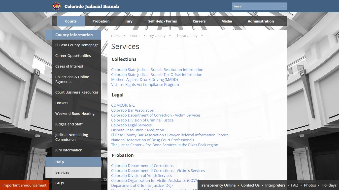 Colorado Judicial Branch - El Paso County - Services