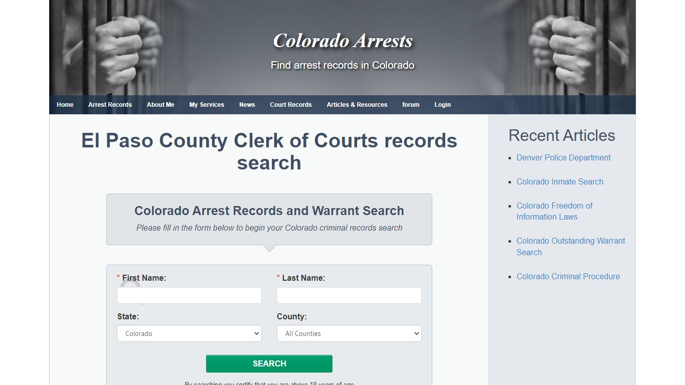 El Paso County Clerk of Courts records search - Colorado Arrests
